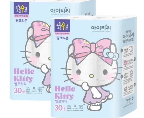 옆집에서 구매한 헬로키티 4겹 핑크리본 화장지 24롤X3팩(72롤 두번사세요!